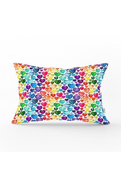 Realhomes Custom Design Colorful Hearts Digital Printed Rectangle Pillow Thro...
