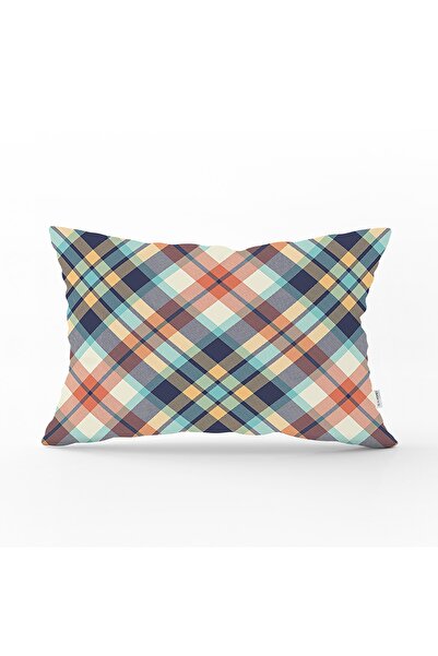 Realhomes Renkli Zemin Üzerinde Pastel Renkli Ekose Desenli Modern Dikdörtgen...