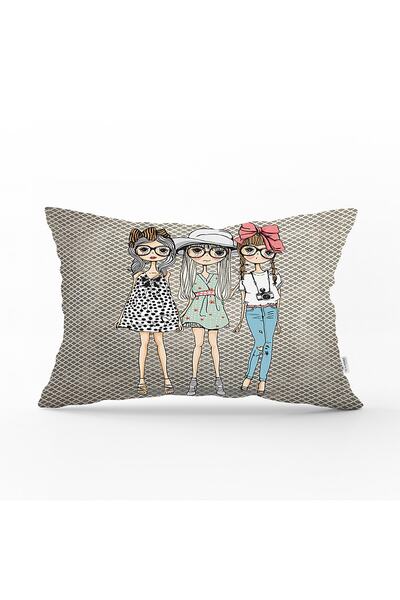 Realhomes Fashion Girls Digital Printed Μοντέρνα Ορθογώνια Μαξιλαροθήκη Ριχτάρι