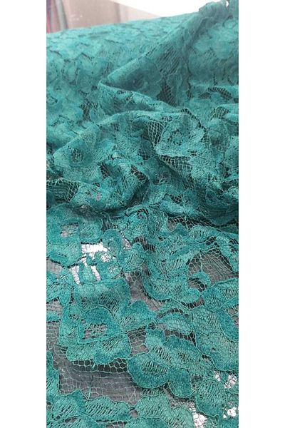 River Fabrics Chenille Lace Emerald Green