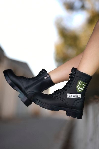 Riccon Schwarze Unisex-Bikerstiefel 0012538
