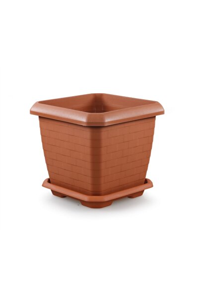 SERİNOVA Kiremit Renk Hisar Kale Balkon Ve Bahçe Saksısı 25,5 lt