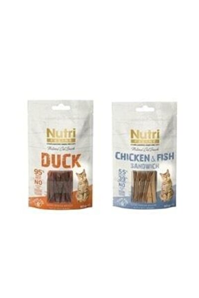 N&D Nutri Feline 2 Adet (ördekli+balıklı) Tahılsız Kedi Ödülü 50 Gr