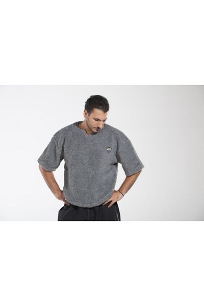 Big Sam Men's Gray Furry Sports T-shirt 3139