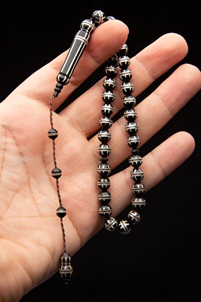 OTTOTESBİH Ανδρικό ασημένιο ροζάριο με φούντα 8 χιλιοστών