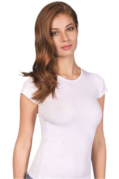 Berrak Tricou alb, din bumbac, cu mânecă scurtă, 3 piese, cu gâtul turnat