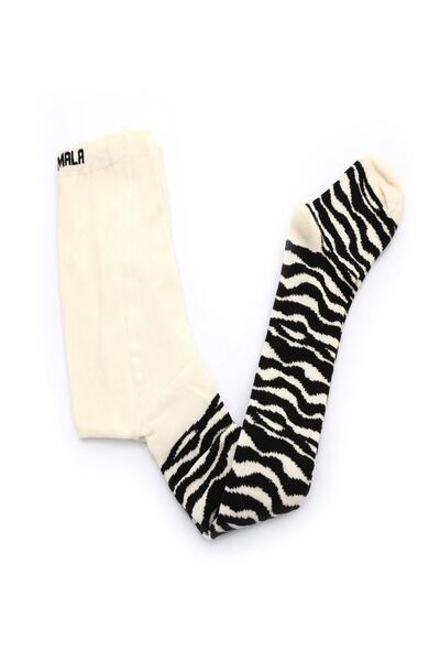 Ciorap Çocuk Siyah Zebra Desen Külotlu Çorap 3421