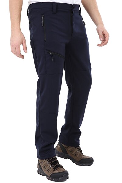 GHASSY CO. Erkek Içi Polarlı Tactical Outdoor Su Geçirmez Lacivert Softshell Pantolon