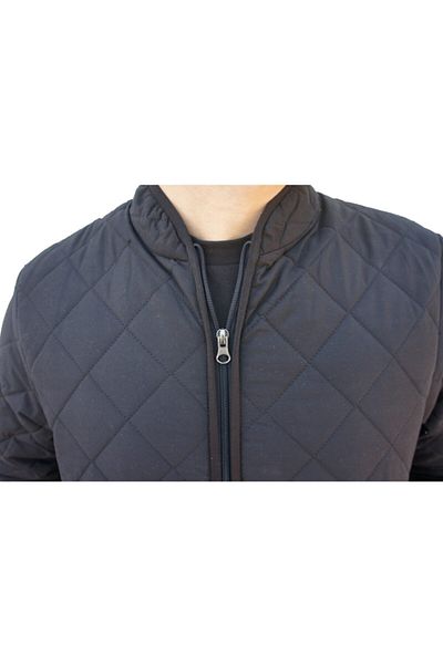 Uniprom Men's Black Diamond Patterned Coat