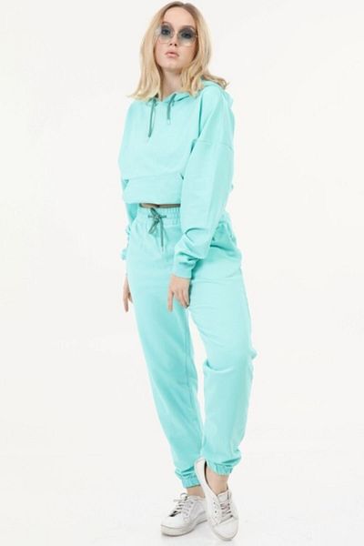 İkmal Γυναικείο Σετ με κουκούλα Mint Crop Model