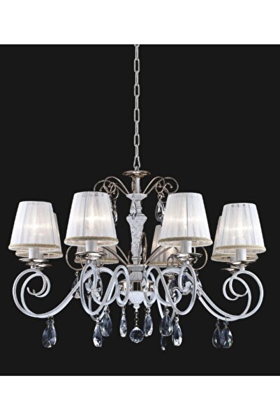 Lamba Ilker 6'lı Şapkalı Kristalli Metal Avize