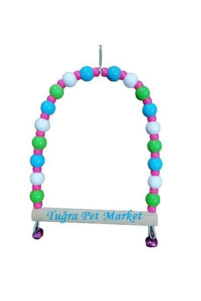 TUĞRA PET MARKET Handmade Budgie Swing with Wooden Perch Colorful Toy Swing