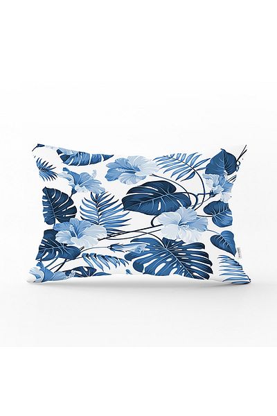 Realhomes Blue Amazon Leaves Husă de pernă decorativă dreptunghiulară special concepută