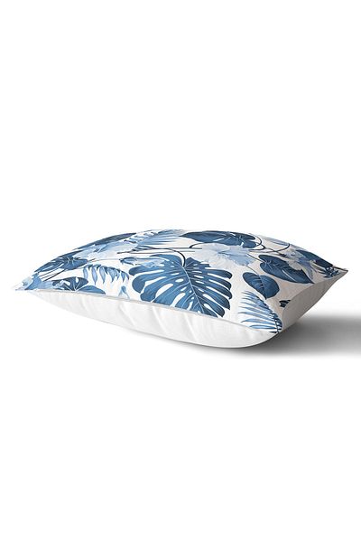 Realhomes Blue Amazon Leaves Husă de pernă decorativă dreptunghiulară special concepută