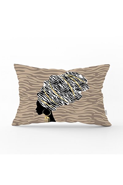 Realhomes Μοντέρνο ορθογώνιο κάλυμμα μαξιλαριού ριχτάρι με μαύρο γυναικείο σχέδιο σε Mink Floor