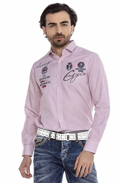 Cipo&Baxx Ch180 Armalı Pembe Çizgili Erkek Gömlek