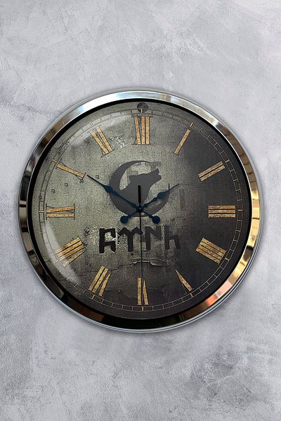 Kasva Concept Cadou Decorativ 40 Cm Crom Metal Lup Turcesc Ceas de Perete