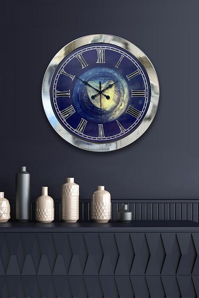 Kasva Concept 36 cm Chrome Metal Stone Heart Wall Clock