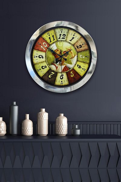 Kasva Concept Gift 36 cm Chrome Metal Chef Wall Clock