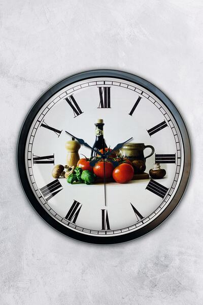 AİB STORE ساعة حائط معدنية سوداء للمطبخ مقاس 40 سم