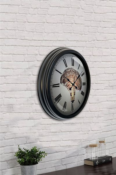 Kasva Concept Gift 40 cm Black Metal Brain Wall Clock