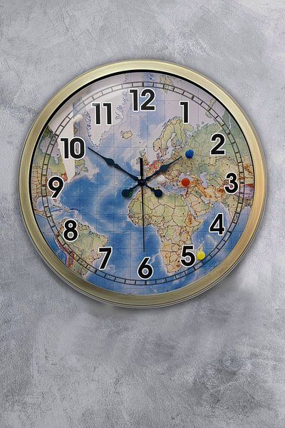 Dream Gift 40 cm Antique Metal Map Wall Clock