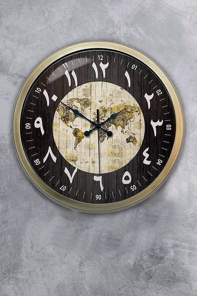 Kasva Concept 40 cm Antique Metal Arabia Maps Wall Clock