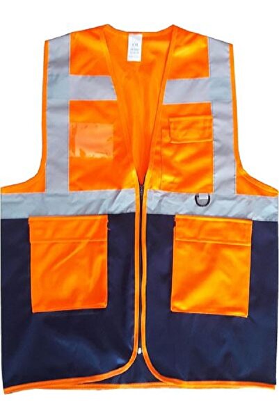 SİRİUS سترة مهندس متعددة الجيوب مع عاكس برتقالي