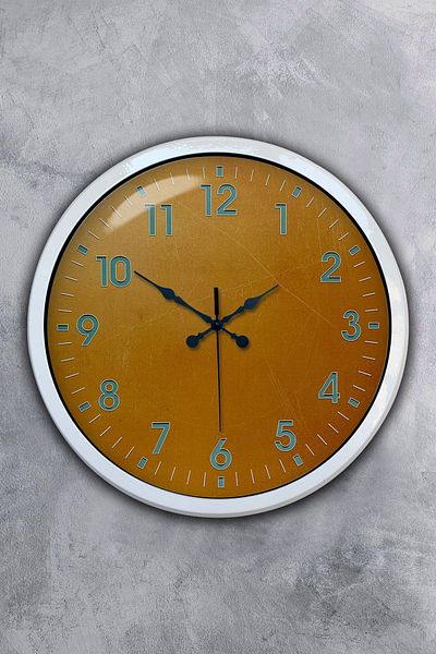 Kasva Concept Gift 40 cm White Metal Yellow Wall Clock