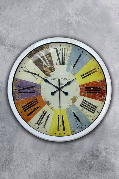 Kasva Concept Δώρο 40 εκ. Λευκό Μεταλλικό Πολύχρωμο Ρολόι Τοίχου