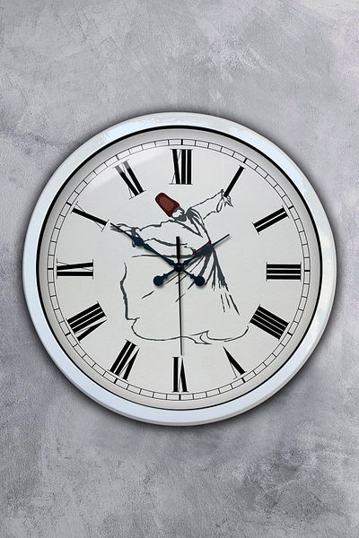 Kasva Concept Gift 40 cm White Metal Mevlana Wall Clock