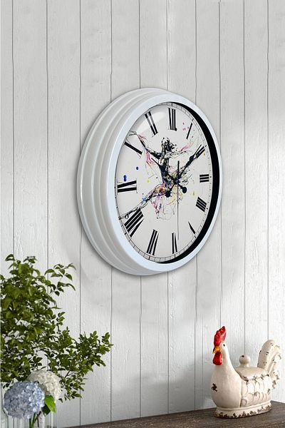 Kasva Concept Gift 40 cm White Metal Dance Wall Clock