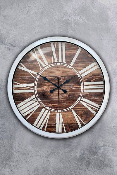 Kasva Concept 40 cm White Metal Wood Look Wall Clock