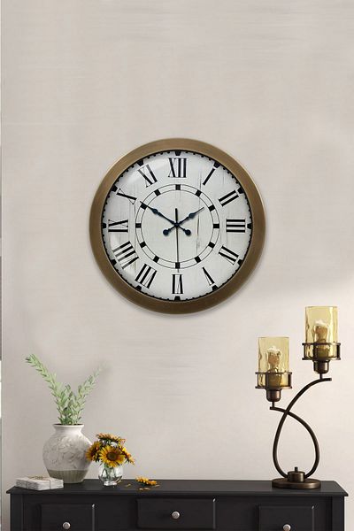 Kasva Concept Gift 36 cm Antique Metal Classic Roman Wall Clock