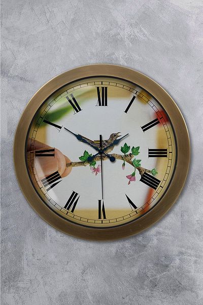 Kasva Concept 36 cm Antique Metal Bird Wall Clock