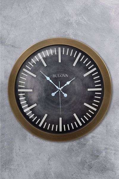 Kasva Concept Gift 36 cm Tumbled Metal Bulova Wall Clock