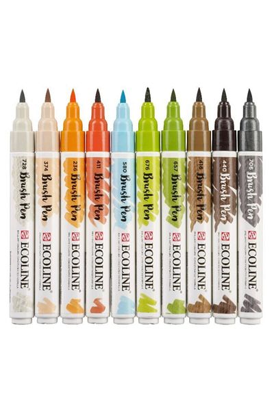 Talens Ecoline Brush Pen Brush Tip Pen Set 10 Colors Archıtect Colors