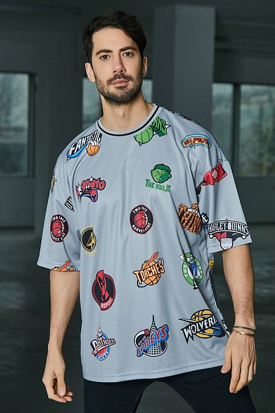 Sateen Men Dunkelgraues bedrucktes Herren-T-Shirt