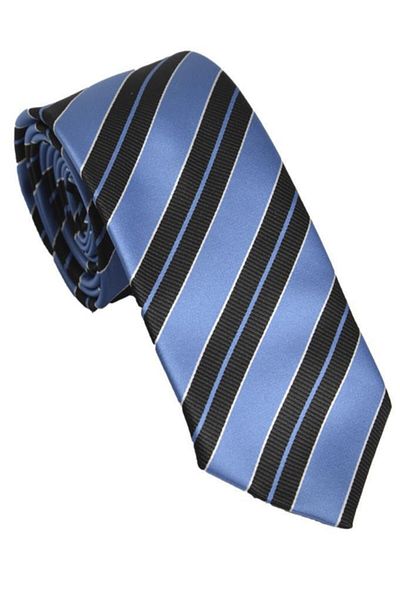 Brianze Striped Blue Black Necktie with Handkerchief
