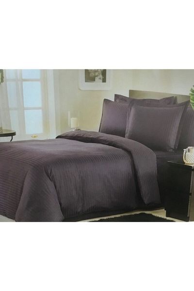 Özdilek Double Line Striped Satin Duvet Cover Set Anthracite
