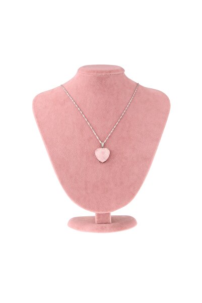 Deniz Doğal Taş Sertifikalı Pembe Kuvars ( Taşlar) Doğaltaş Kalpli Kolye Ucu ...