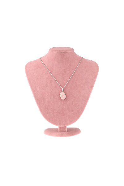 Deniz Doğal Taş Sertifikalı Pembe Kuvars ( Taşlar) Doğaltaş Kolye Ucu M436