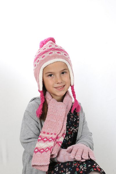 ne güzel Scarf Beanie Gloves Set 4-8 Years