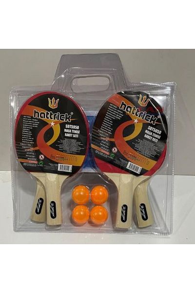 Hattrick Sdt5050 Table Tennis Racket Set 4 Rackets + 4 Balls + Wax