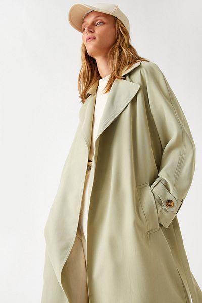 Koton Trench Coat - Khaki - Double-breasted