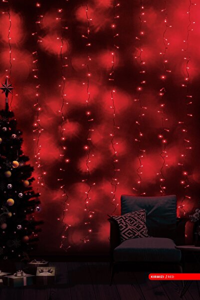 ACK 2x2 Metre Led Süsleme Işıklı Perde Kırmızı 23 Watt Led Işık