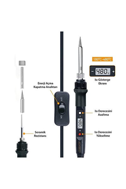 exeo Dijital Isı Ayarlı Havya Set Lehim Makinesi Seti 80w Taşıma Çantalı