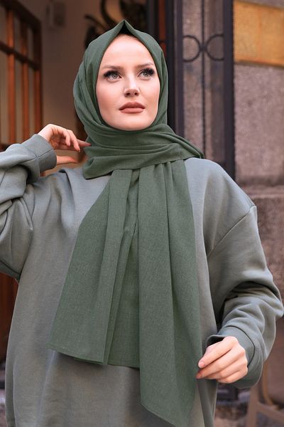 Stella Eşarp Stonewashed Organic Cotton Shawl Khaki