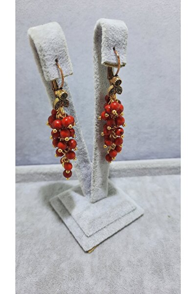 TMD AKSESUAR Mercan Doğal Taşlı Üzüm Antik Küpe