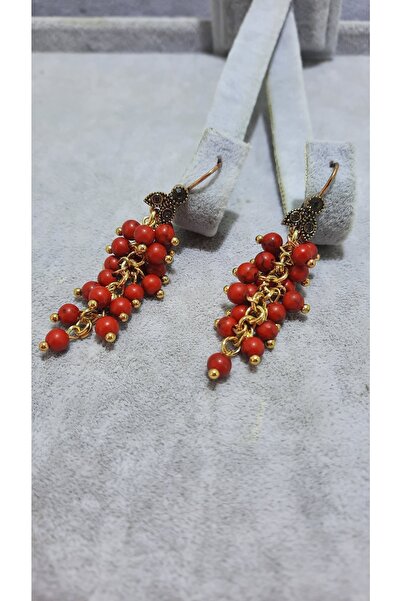 TMD AKSESUAR Mercan Doğal Taşlı Üzüm Antik Küpe